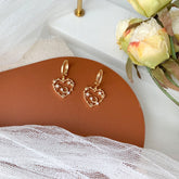 Starburst and moon Heart Shape Huggie Hoop Earrings - star and moon earrings - gold heart huggie hoops